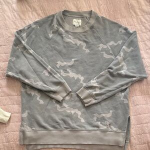 American Eagle Outfitters Gray Camo Crewneck Sweater